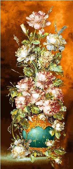نخ و نقشه تابلو فرش طرح    (کد A14-855) گل وگلدان