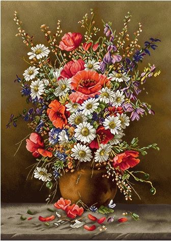 نخ و نقشه تابلو فرش طرح    (کد A14-922) گل وگلدان