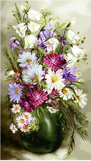نخ و نقشه تابلو فرش طرح    (کد A14-944) گل وگلدان