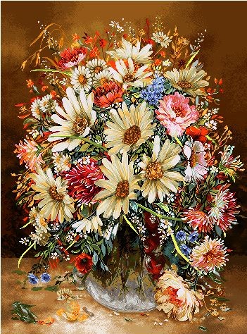 نخ و نقشه تابلو فرش طرح    (کد A15-888) گل وگلدان