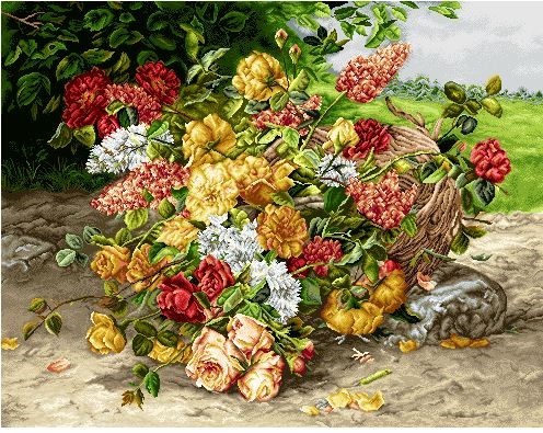 نخ و نقشه تابلو فرش طرح    (کد A16-311) گل وگلدان