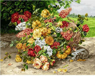 نخ و نقشه تابلو فرش طرح (کد A16-311) گل وگلدان