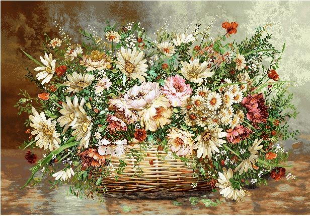 نخ و نقشه تابلو فرش طرح    (کد A16-399) گل وگلدان