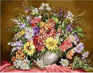 نخ و نقشه تابلو فرش طرح (کد A16-511) گل وگلدان